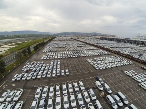 New cars in Koper port waiting for shiping.