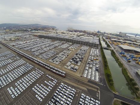 New cars in Koper port waiting for shiping.