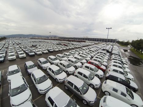 New cars in Koper port waiting for shiping.