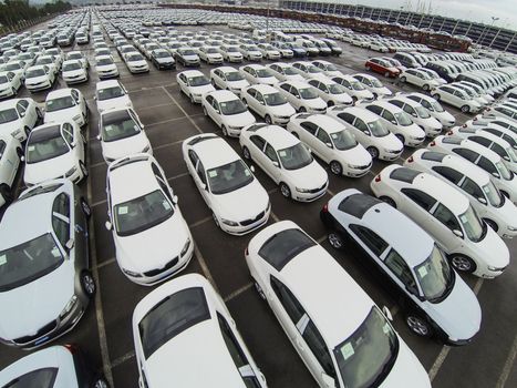 New cars in Koper port waiting for shiping.