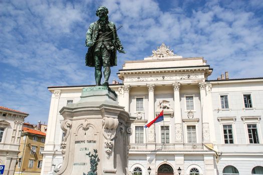 Old statue of Giuseppe Tartini in Piran, Slovenia