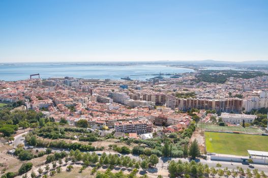 Aerial view of Almada city in Lisbon region, Portugal