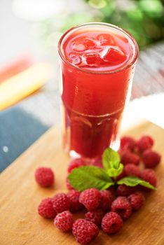 fruit non-alcoholic drink with raspberries