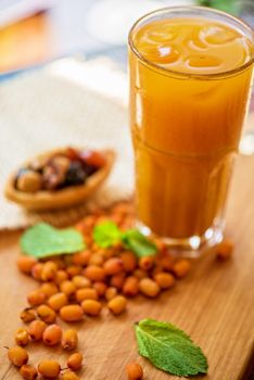 fruit non-alcoholic drink with sea buckthorn