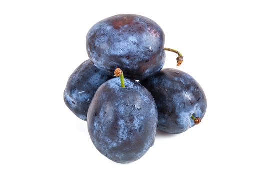 Fresh plums isolated on white background with clipping path