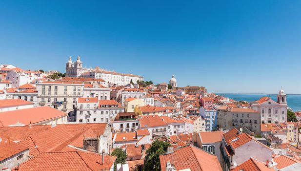 Panoramic view of the Alfama district in Lisbon, Portugal
