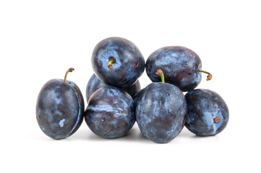 Fresh plums isolated on white background with clipping path