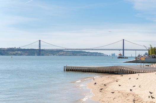 Suspension Bridge over the Tagus River in Lisbon, Portugal
