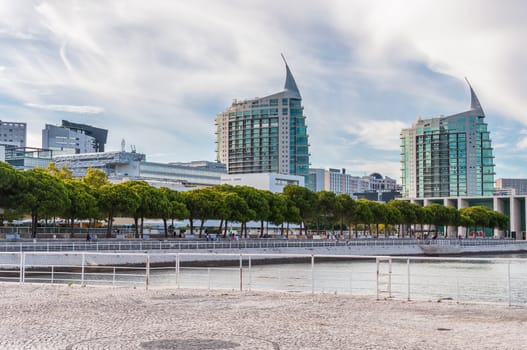 Modern buildings in Park of Nations in Lisbon, Portugal