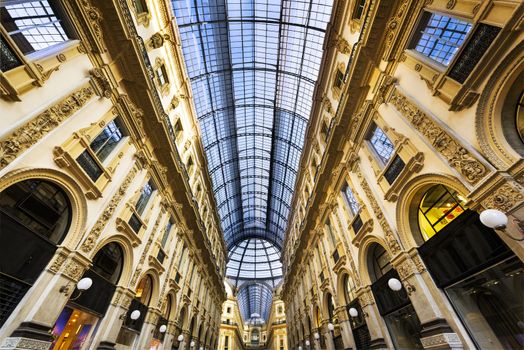 Glass dome of Galleria Vittorio Emanuele in Milan, Italy