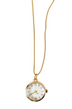Necklace watch isolated on white background with clipping path