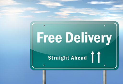 Highway Signpost with Free Delivery wording