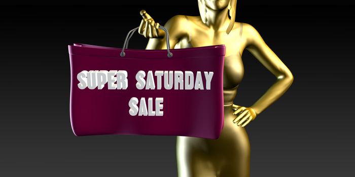 Super Saturday Sale with a Lady Holding Shopping Bags