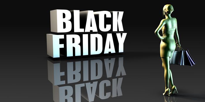 Black Friday as a Concept with Lady Holding Shopping Bags