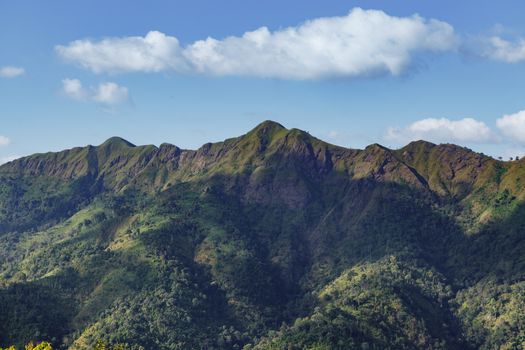 mountains names Khao Chang Phueak at Thong Pha Phum National Park, Kanchanaburi province, Thailand, panning in wide angle, panorama view