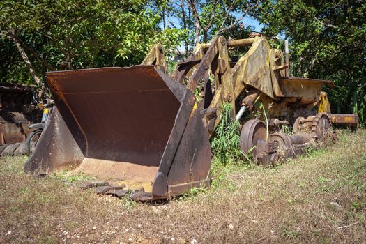 abandoned old Tractor car can use grunge scene vintage background