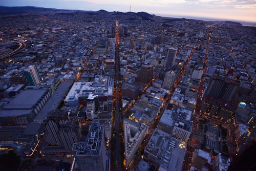 an aerial view of san francisco market street 