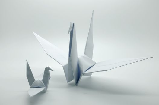 White origami crane, bird, paper