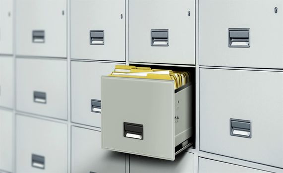 File cabinet full with document files