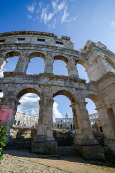 Ancient amphitheater in Pula Croatia Adriatis coast Europe