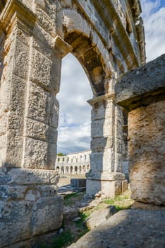 Ancient amphitheater in Pula Croatia Adriatis coast Europe