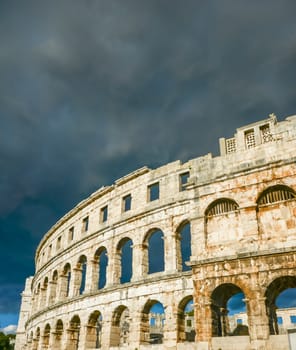 Ancient amphitheater in Pula Croatia Adriatis coast Europe