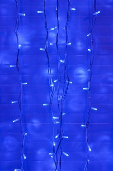 Blue LED lights at night, Christmas decoration