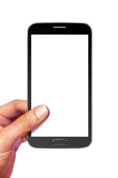smartphone with white screen for design in hand
