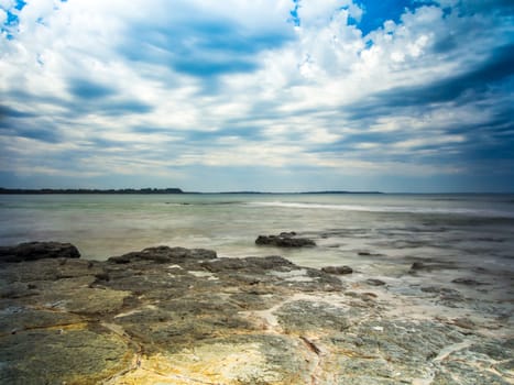 Ocean Rocks with dramatic clouded sky