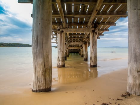 Under the fishing pier on the Beach