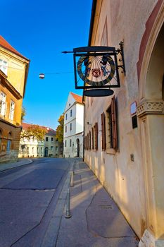 Old street of Zagreb upper town vertical view, capital of Croatia