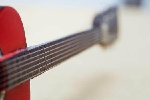 Acoustic guitare. Close-up view with shallow depth of field