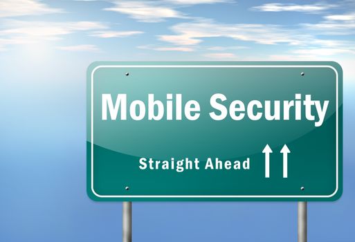 Highway Signpost with Mobile Security wording