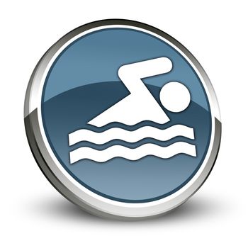 Icon, Button, Pictogram with Swimming symbol