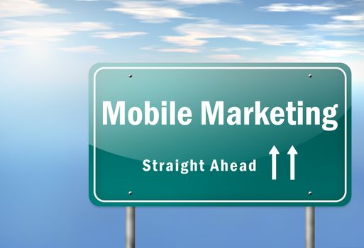 Highway Signpost with Mobile Marketing wording
