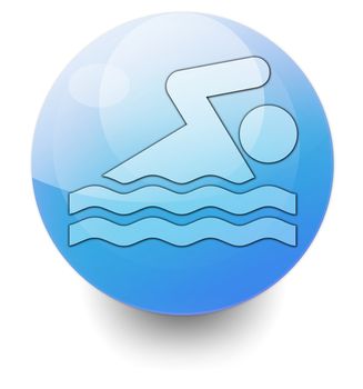 Icon, Button, Pictogram with Swimming symbol