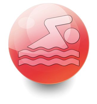 Icon, Button, Pictogram with Swimming symbol