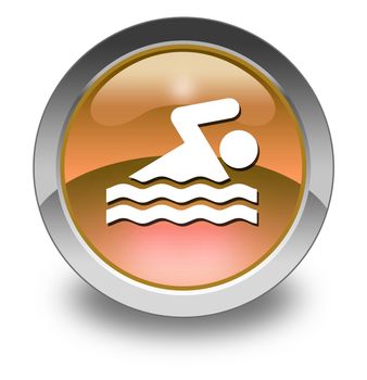 Icon, Button, Pictogram with Swimming symbol