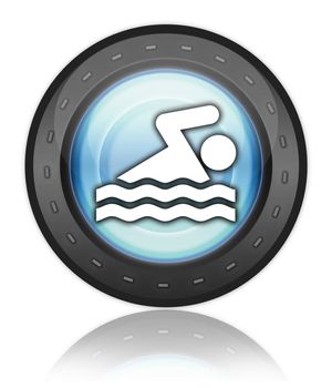 Icon, Button, Pictogram with Swimming symbol