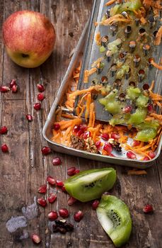 process trowel ripe aromatic apples for fruit salad