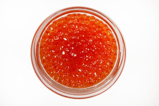 Red caviar on an isolated studio white background