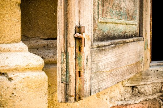 Old wooden window at ancient building Bangkok, Thailand