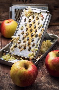 process trowel ripe aromatic apples for fruit salad