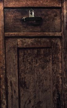 texture scratched the front of old wooden cabinet chest