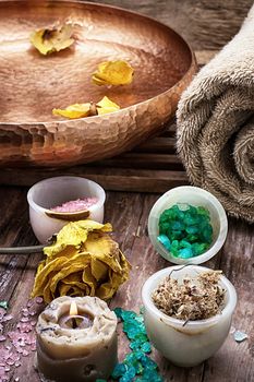 sea salt and accessories for a rejuvenating spa sessions