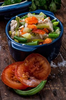 fragrant vegetable stew cooked in a ceramic pot