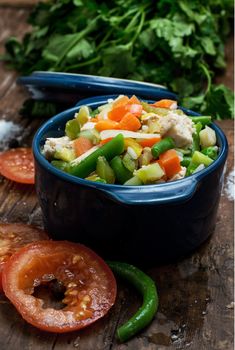 fragrant vegetable stew cooked in a ceramic pot