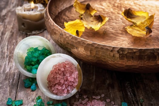 sea salt and accessories for a rejuvenating Spa sessions