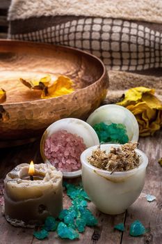 sea salt and accessories for a rejuvenating Spa sessions