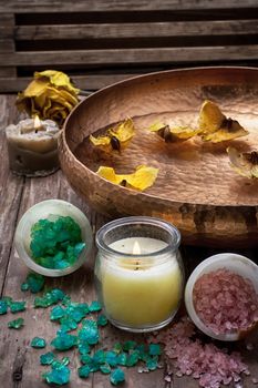 sea salt and accessories for a rejuvenating Spa sessions